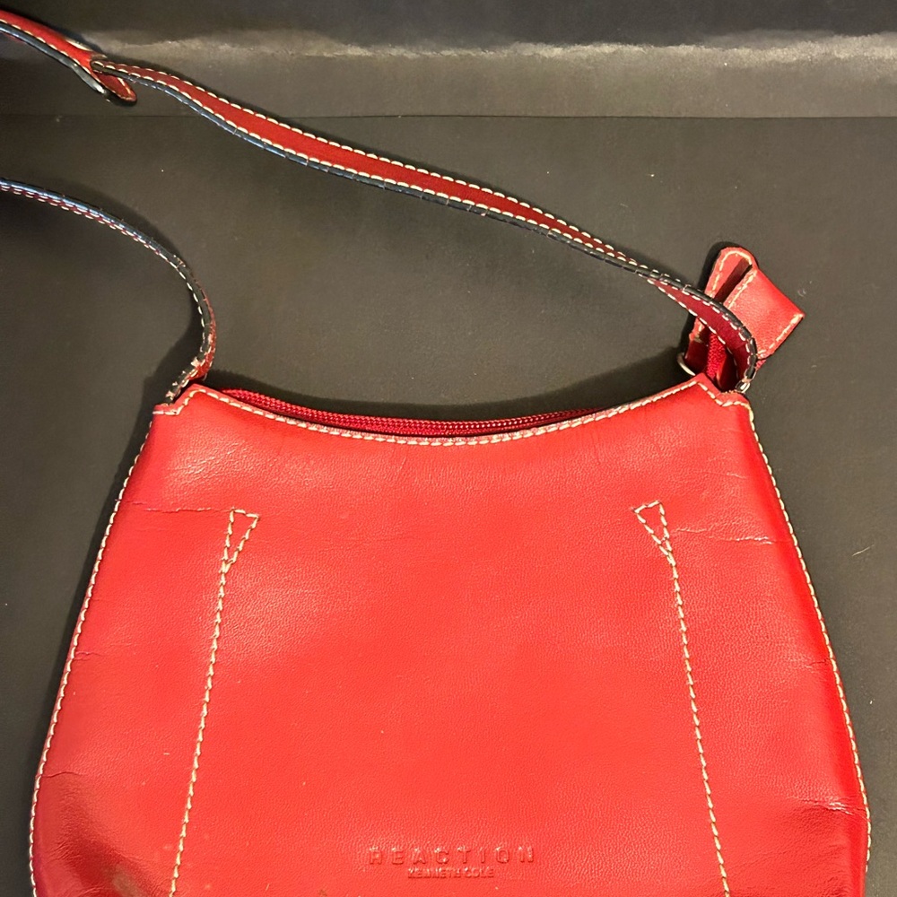 Red Leather Vintage Kenneth Cole Reaction Shoulder Bag